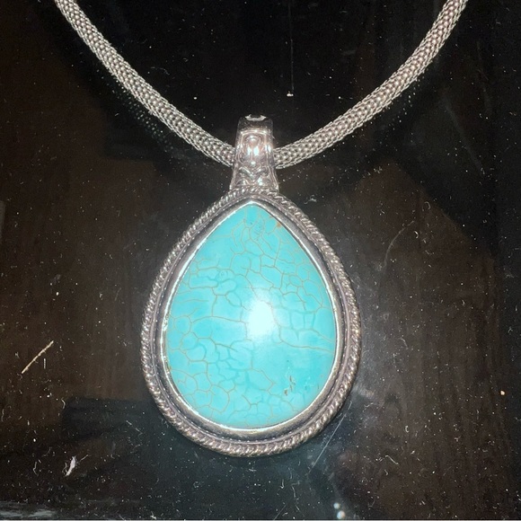 Pendant & Necklace Set - Turquoise Pendant w/ Woven Chain Necklace NWOT - Picture 3 of 17